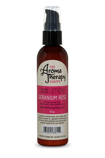 Handmade Geranium Rose Lotion - 4 oz. - The Aromatherapy Shoppe Virginia Beach